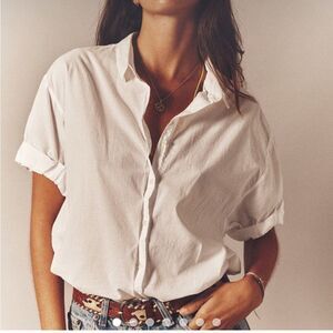 Xírena Red Relaxed Button Front Top Lightweight Cotton Size XS